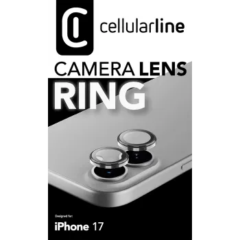 Cellularline Camera Lens Ring - iPhone 17 Rūdīta stikla kameras aizsardzība