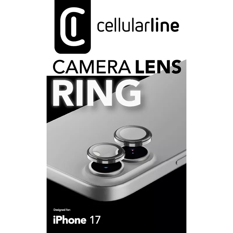 Cellularline Camera Lens Ring - iPhone 17 Rūdīta stikla kameras aizsardzība