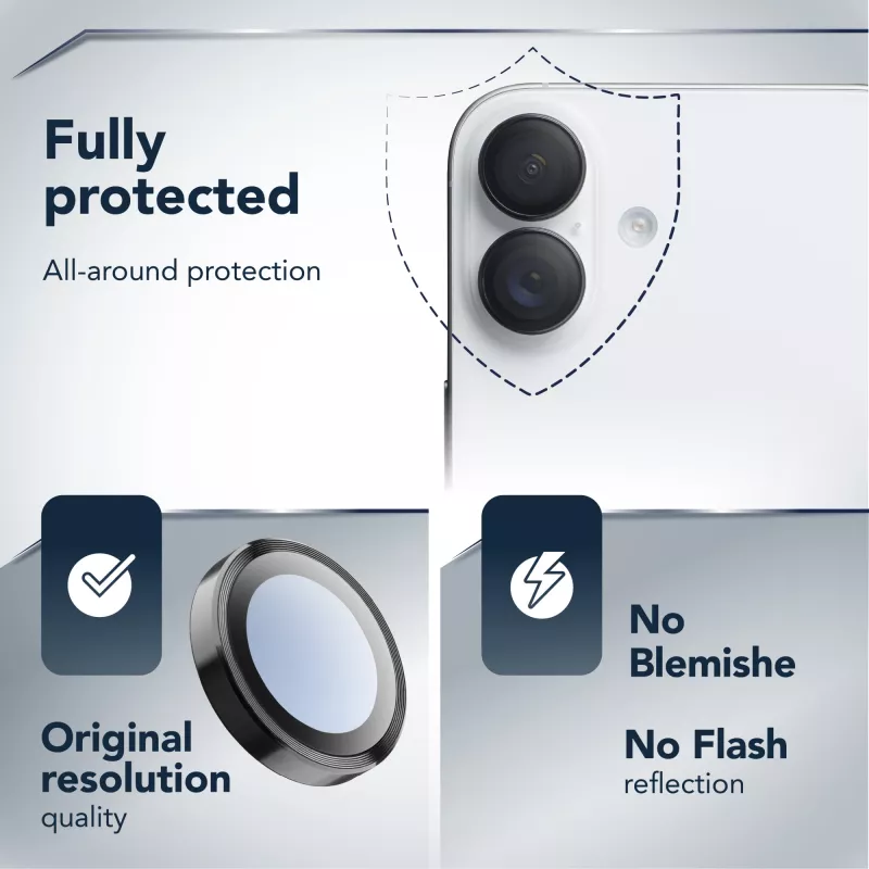 Cellularline Camera Lens Ring - iPhone 17 Rūdīta stikla kameras aizsardzība