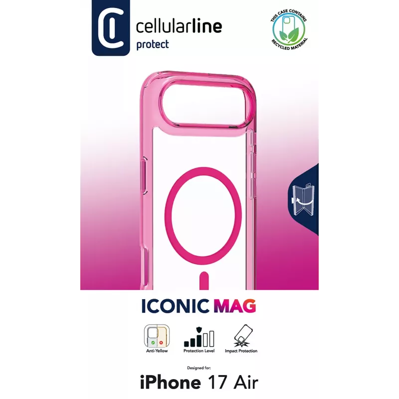 Cellularline Iconic Mag - iPhone Air caurspīdīgs vāciņš ar krāsainām malām, saderīgs ar Magsafe ekosistēmu
