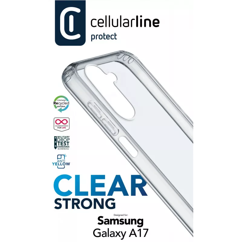 Cellularline Clear Strong - Galaxy A17 cietais vāciņš ar gumijas malām