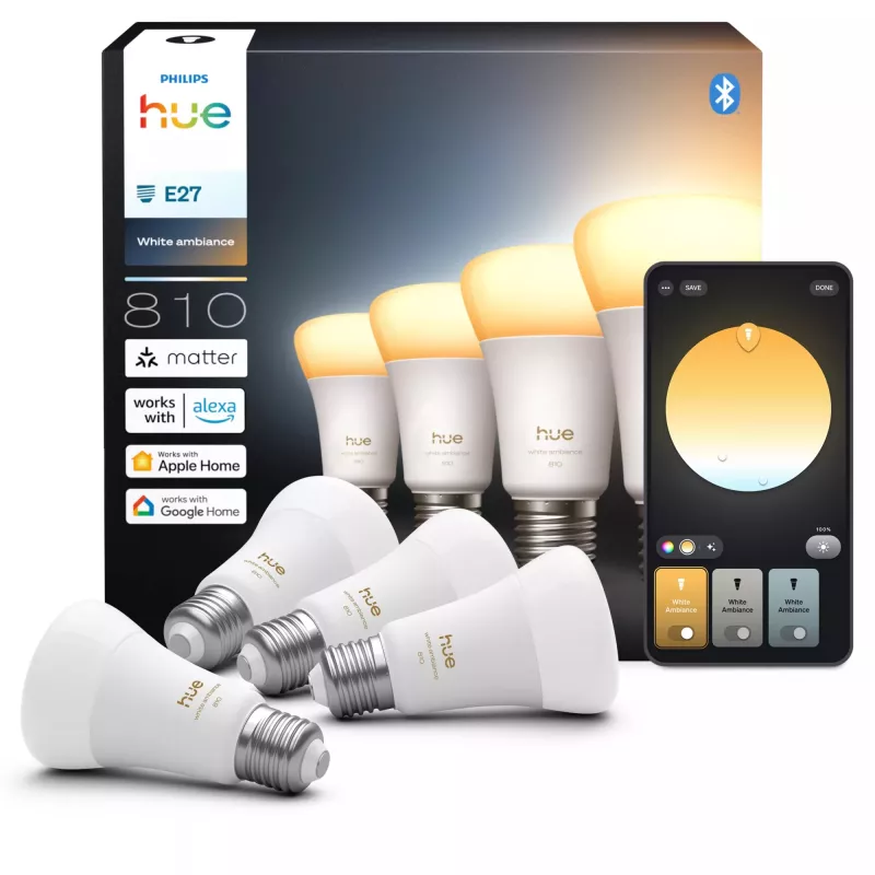 Viedā spuldze Philips Hue balta ambience A60 E27 6W Bluetooth Zigbee