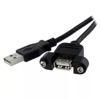 StarTech.com 1 pēdu paneļa montāžas USB kabelis A uz A - M/S, 0,3 m, USB A, USB A, USB 2.0, vīrišķais/sievišķais, melns
