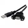 StarTech.com 1 pēdu paneļa montāžas USB kabelis A uz A - M/S, 0,3 m, USB A, USB A, USB 2.0, vīrišķais/sievišķais, melns