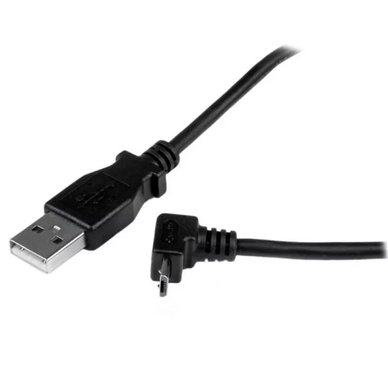 StarTech.com 2m Micro USB kabelis - USB A uz leņķveida Micro B, 2 m, USB A, Micro-USB B, USB 2.0, vīr./vīr., melns