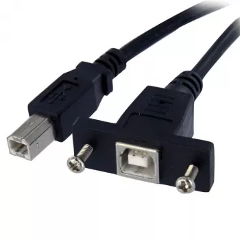 StarTech.com 3 pēdu paneļa stiprinājuma USB kabelis B uz B - sievišķais/vīrišķais, 0,91 m, USB B, USB B, USB 2.0, 0,48 Gbit/s, melns
