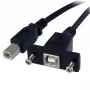 StarTech.com 3 pēdu paneļa stiprinājuma USB kabelis B uz B - sievišķais/vīrišķais, 0,91 m, USB B, USB B, USB 2.0, 0,48 Gbit/s, melns