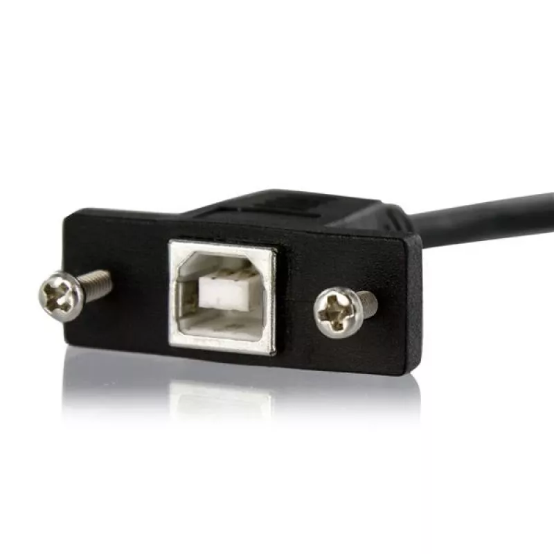 StarTech.com 3 pēdu paneļa stiprinājuma USB kabelis B uz B - sievišķais/vīrišķais, 0,91 m, USB B, USB B, USB 2.0, 0,48 Gbit/s, melns