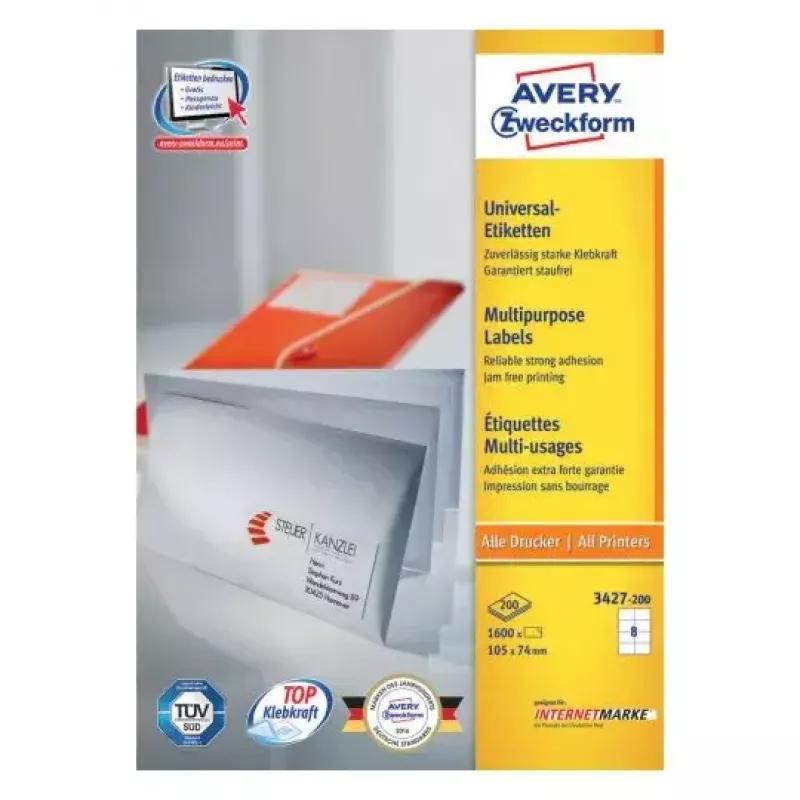Pašlīmējoša etiķete Taisnstūris AVERY 3427-200