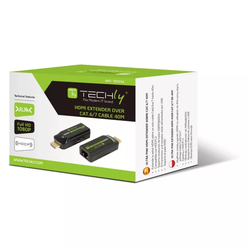 Techly IDATA EXT-E70S AV paplašinātājs AV raidītājs un uztvērējs melns