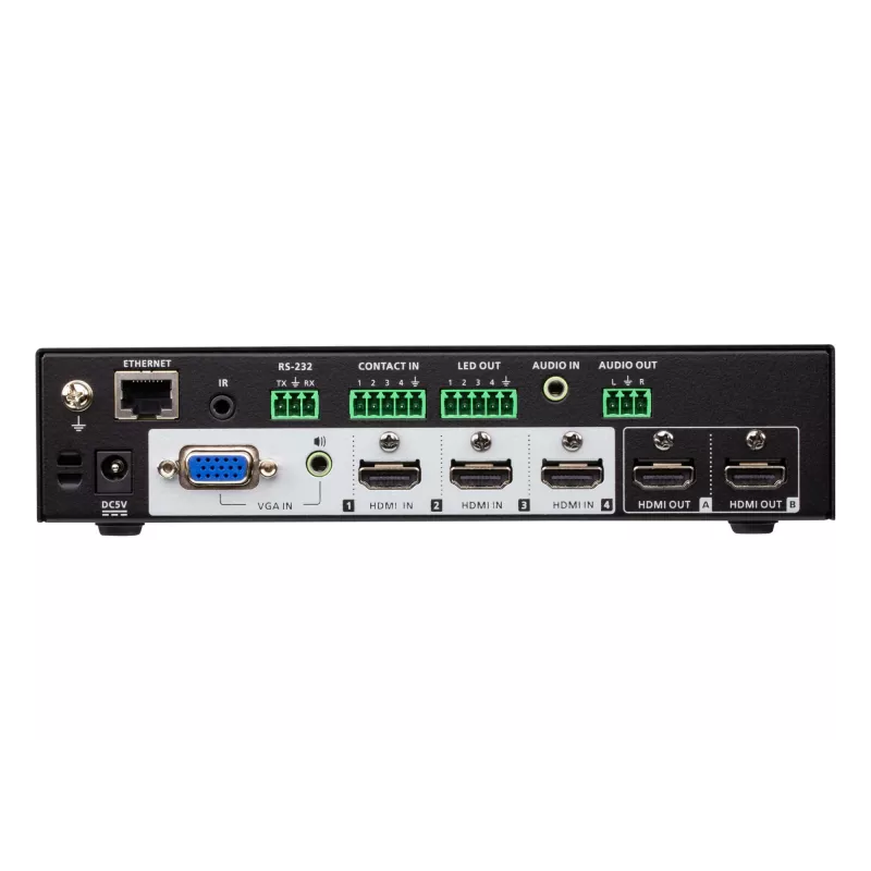 ATEN 4 x 2 True 4K prezentācijas matricas pārslēgs, Multivides prezentācijas matricas pārslēgs, 4096 x 2160 pikseļi, 4096 x 2160, 3840 x 2160, Melna, Metāls, Pogas