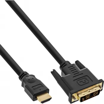 InLine 30 gab. vairumiepakojums HDMI-DVI kabelis, zeltīti kontakti, HDMI vīrišķais–DVI