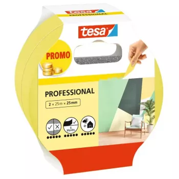 Līmlente Tesa 56212-00000-02, maskēšanas lente, 25 m × 25 mm, dzeltena, 2 gab. iepakojumā