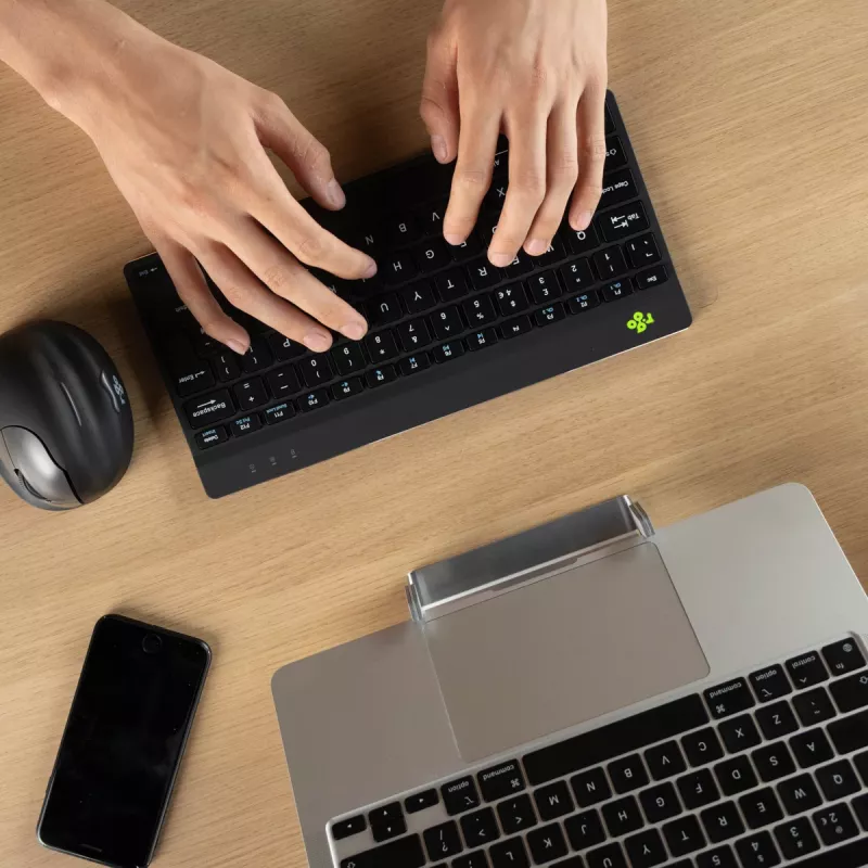 R-Go Tools Ergonomic tastatūra R-Go Compact Break, compact tastatūra, ar pārtraukumu programmatūru, QWERTY (IT), Bluetooth, melna