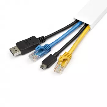 StarTech.com ciets kabeļu pārvaldības kanāls ar līmlenti un vāku, 1-1/4 collas (32 mm) P x 3/8 collas (11 mm) A - 3 pēdu (1 m) garums, PVC tīkla/strāvas vadu slēptuve/sienas vadu vadukts, maks. 12 kabeļi, UL sertificēts