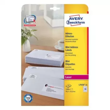 Pašlīmējošā uzlīme Avery L7636-25 Noapaļots taisnstūris