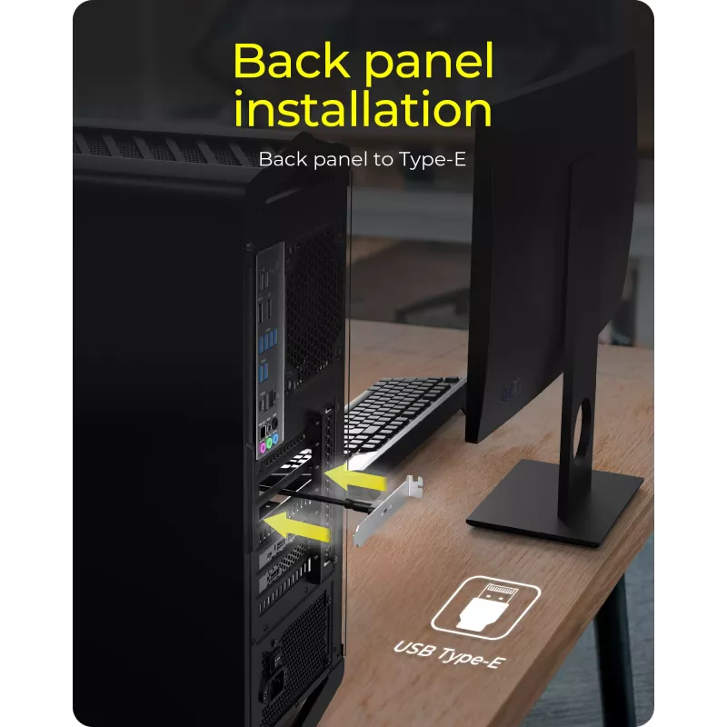 ICY BOX USB Type-C aizmugurējais panelis ar iekšējo USB Type-E savienotāju