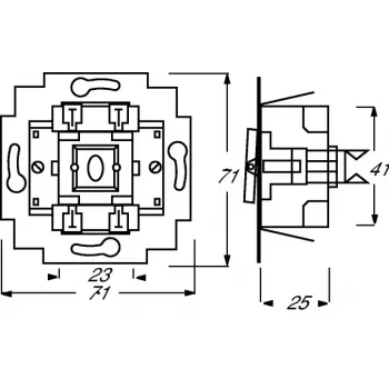 Elektriskais slēdzis 1P Busch-Jaeger 1413-0-0491 — 1 polu, 250 V maiņstrāva, 10 A, Zils metālisks, 71×71×25 mm