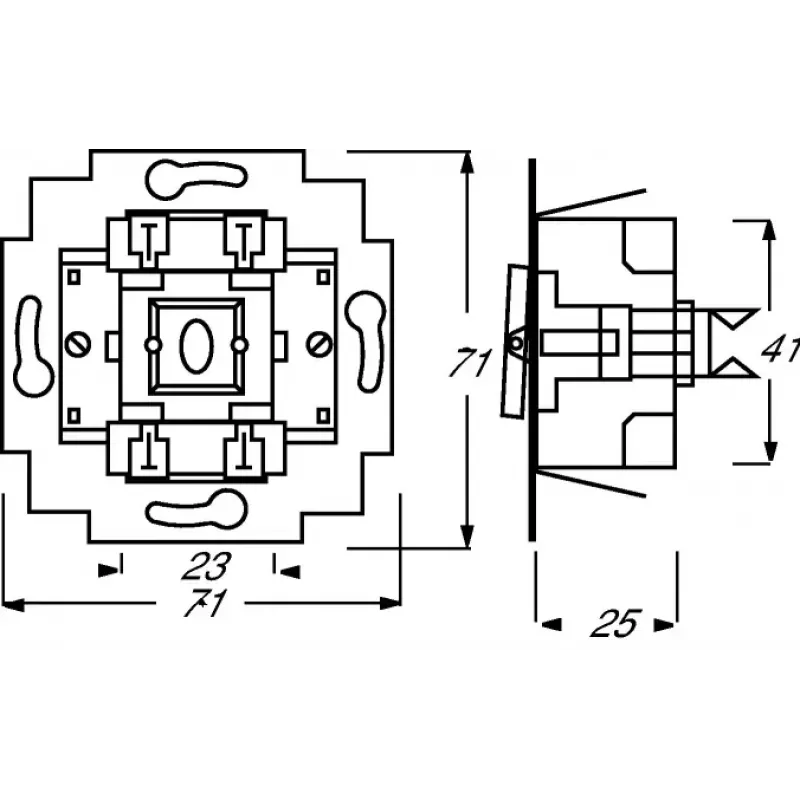 Elektriskais slēdzis 1P Busch-Jaeger 1413-0-0491 — 1 polu, 250 V maiņstrāva, 10 A, Zils metālisks, 71×71×25 mm