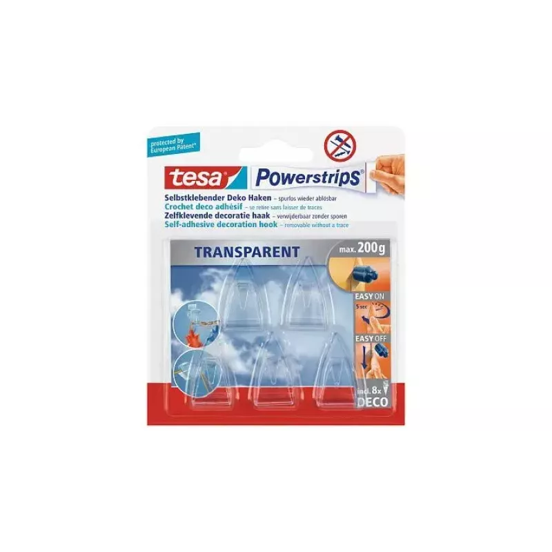 Universāls āķis TESA Powerstrips Indoor Transparent 5 gab.