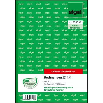 Biznesa veidlapa Sigel SD131 A5 balta dzeltena 100 loksnes
