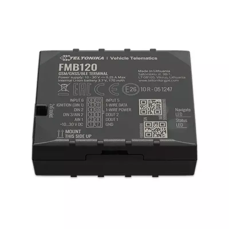 Teltonika FMB120 melns, pret putekļiem izturīgs automašīnas GPS izsekotājs