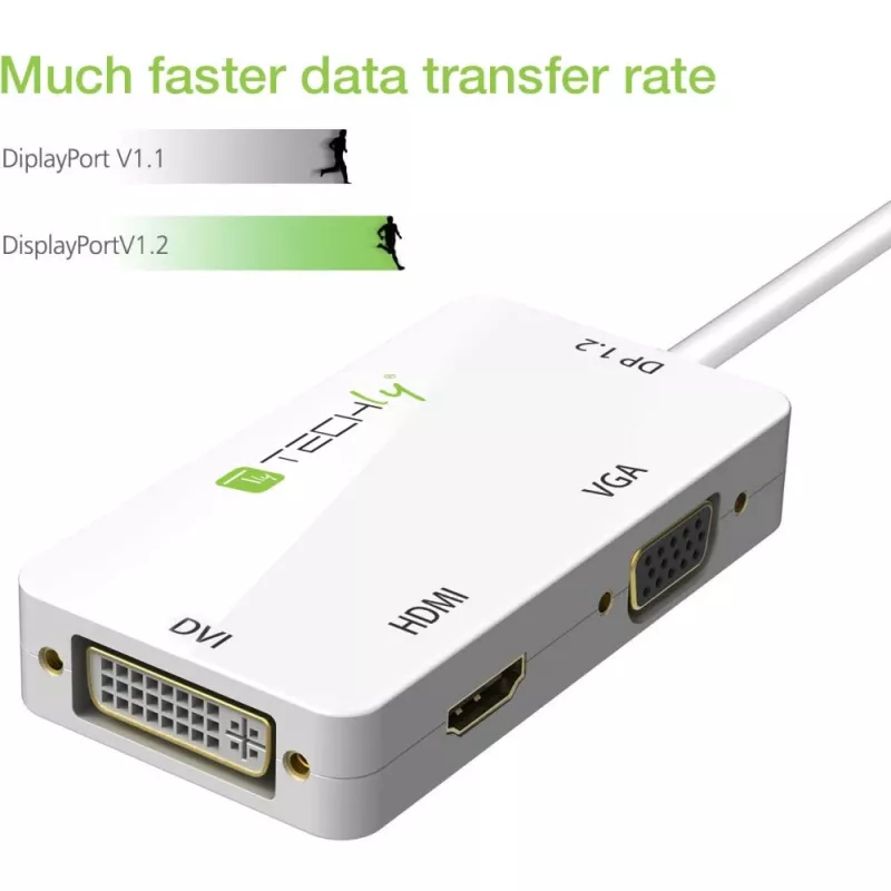 Techly Adapter 3 in 1 Mini DisplayPort (Thunderbolt) to HDMI / DVI / VGA IADAP MDP-COMBOF12