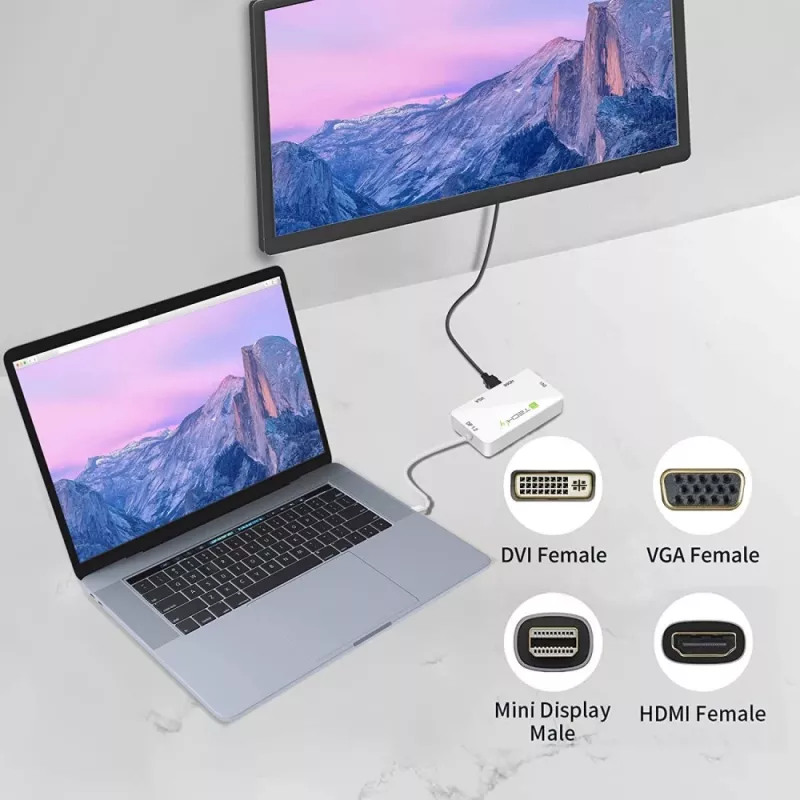 Techly Adapter 3 in 1 Mini DisplayPort (Thunderbolt) to HDMI / DVI / VGA IADAP MDP-COMBOF12