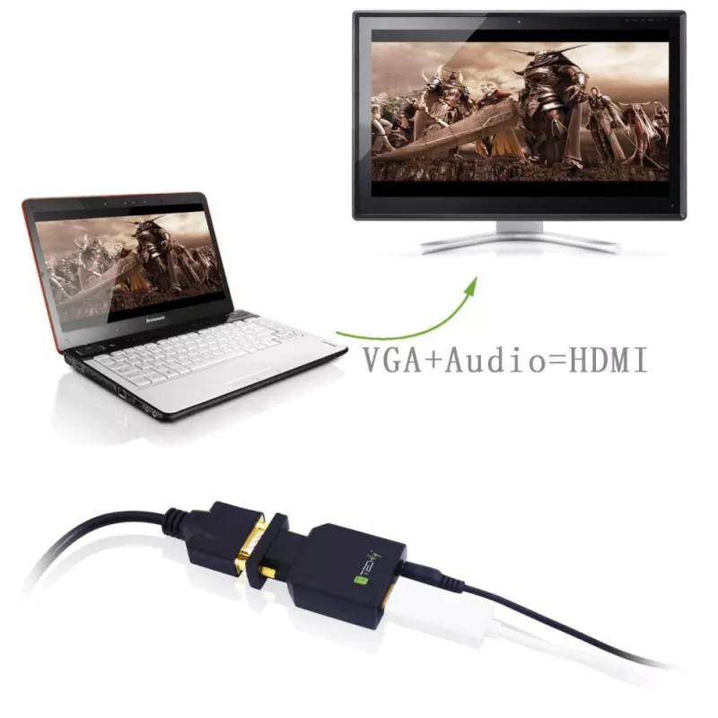 Techly Mini pārveidotājs VGA un audio uz HDMI IDATA VGA-HDMINI