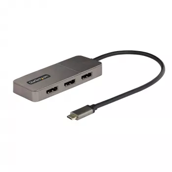 StarTech.com 3-Port USB-C Multi-Monitor Adapter, USB Type-C to 3x DisplayPort 1.4 MST Hub, Triple 4K 60Hz DP Laptop Display Extender / Splitter, HDR, Extra-Long Built-In kabelis - Windows Only