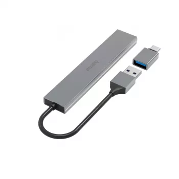 Hama 00200141 saskarnes centrmezgls USB 3.2 Gen 1 (3.1 Gen 1) Type-A 5000 Mbit/s Pelēks