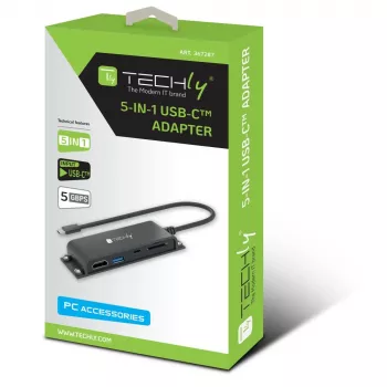 Techly IADAP-USBC-935 klēpjdatora dokstacija/portu replikators vadu USB 3.2 Gen 1 (3.1 Gen 1) Type-C melns