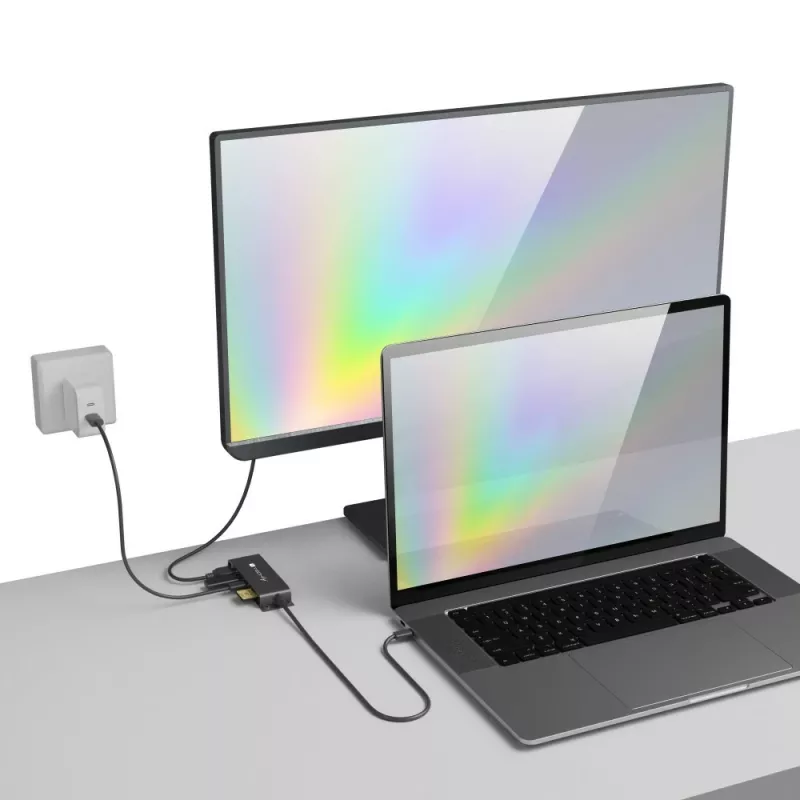 Techly IADAP-USBC-935 klēpjdatora dokstacija/portu replikators vadu USB 3.2 Gen 1 (3.1 Gen 1) Type-C melns