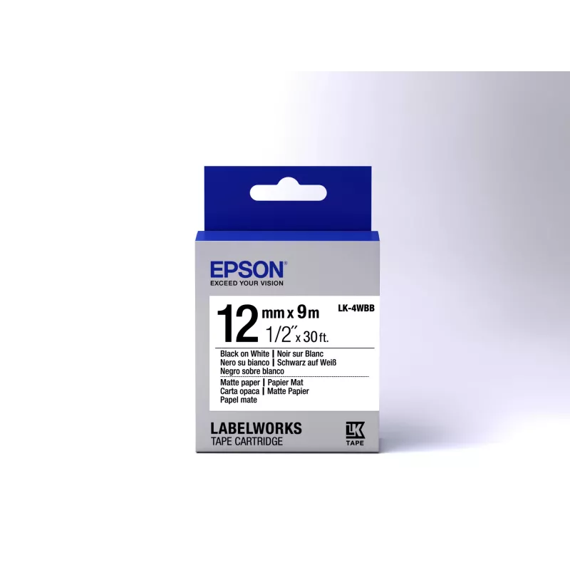 Epson Label Cartridge Matte Paper LK-4WBB Melns/balta 12mm (9m)