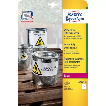 Pašlīmējoša etiķete Avery L4717-20 Noapaļots taisnstūris