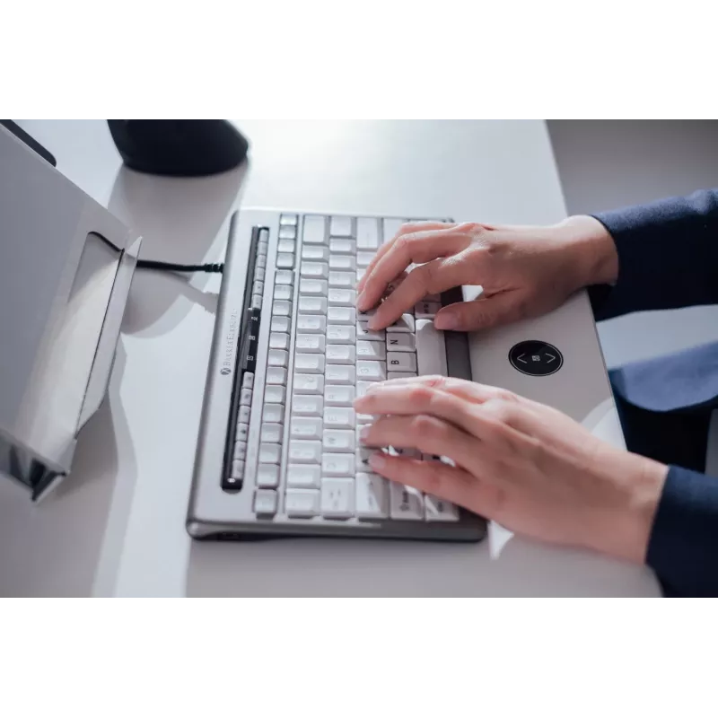 BakkerElkhuizen S-board 840 US Qwerty, Tenkeyless (80 - 87%), Vadu, USB, Šķērveida taustiņu slēdzis, QWERTY, Gaiši pelēks, Balts