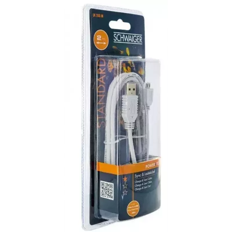 USB kabelis Schwaiger LK200M532 2m USB A Micro-USB A Balts