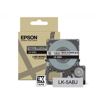 Epson matēta lente – pelēka/melna 18mm (8m) – LK-5ABJ, melns uz pelēka, LK, Rhino, LabelWorks LW-C410, LabelWorks LW-C610, 1,8 cm, 8 m