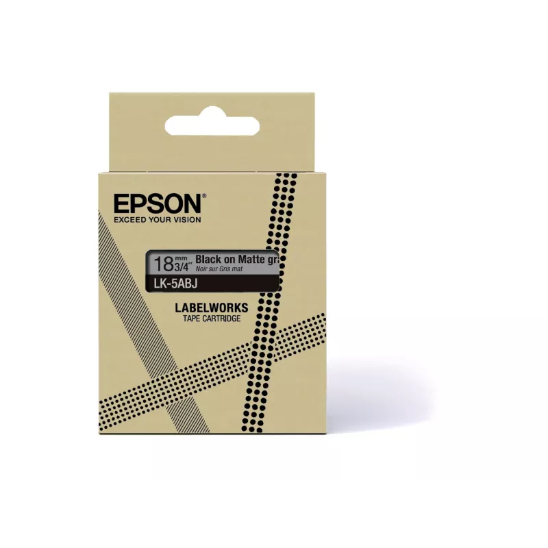Epson matēta lente – pelēka/melna 18mm (8m) – LK-5ABJ, melns uz pelēka, LK, Rhino, LabelWorks LW-C410, LabelWorks LW-C610, 1,8 cm, 8 m
