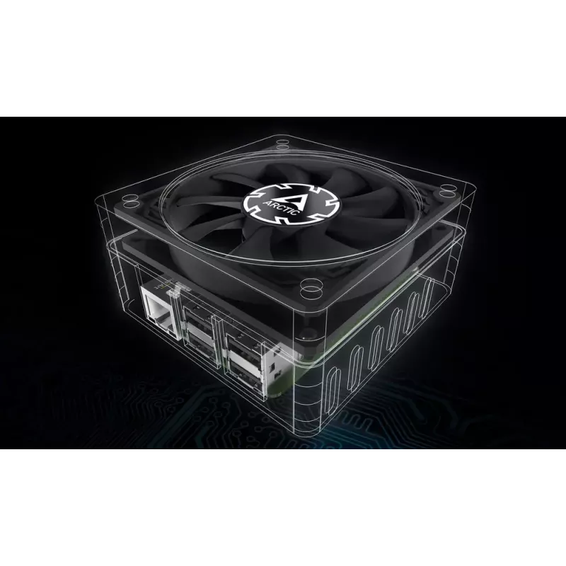 Ventilators Arctic P8 plāns PWM PST 80mm zema profila 38,23 m³/h šķidruma dinamiskais gultnis melns