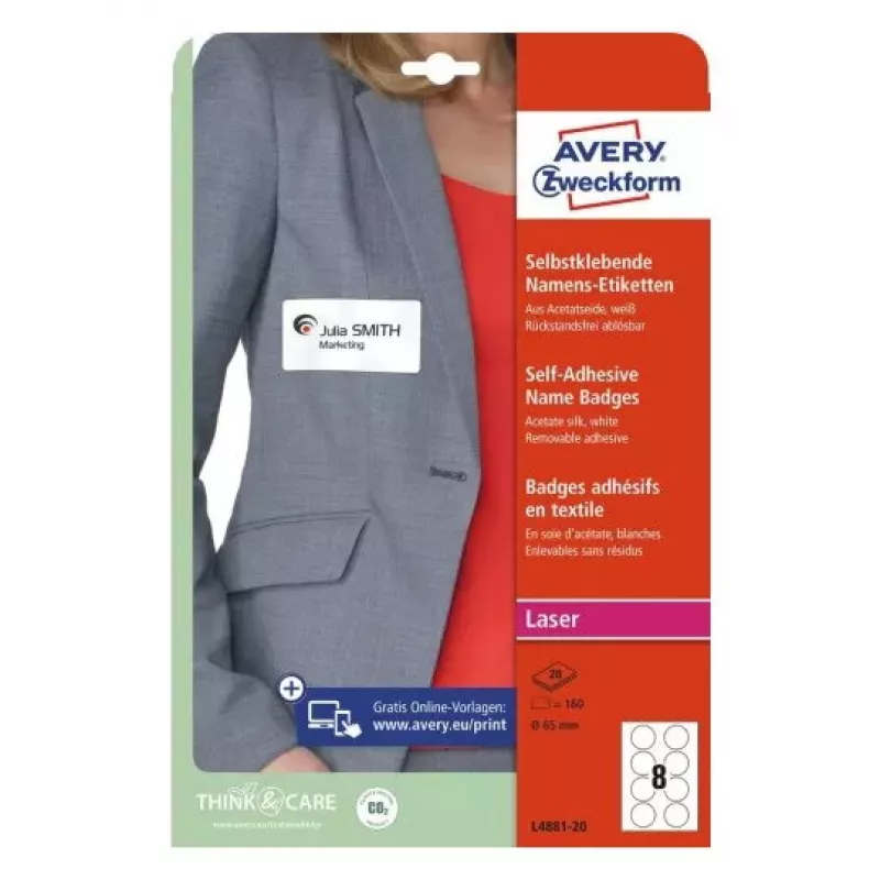 Pašlīmējošā etiķete Apaļa Avery L4881-20