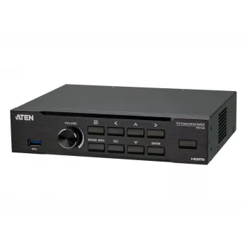 ATEN Seamless Presentation Switch ar četrām V, HDMI, USB Type-A, metāls, melns, 60 Hz, 15 m