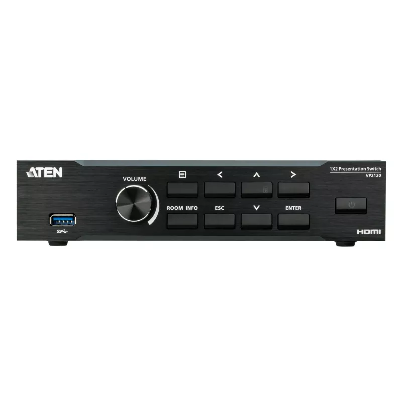 ATEN Seamless Presentation Switch ar četrām V, HDMI, USB Type-A, metāls, melns, 60 Hz, 15 m