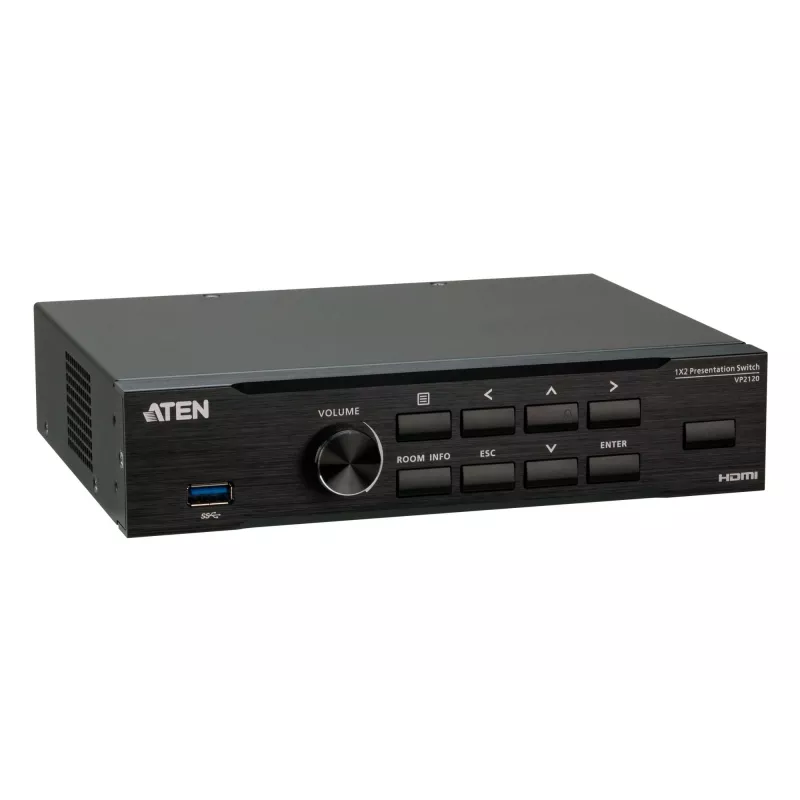 ATEN Seamless Presentation Switch ar četrām V, HDMI, USB Type-A, metāls, melns, 60 Hz, 15 m