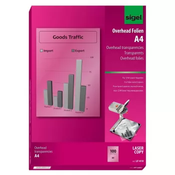 Drukas plēve Laser Sigel LF419 A4 210×297 mm Caurspīdīga 100 loksnes