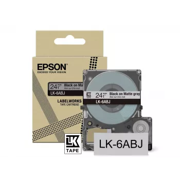 Epson Matte Tape – pelēka/Melns 24mm(8m) – LK-6ABJ, Melns on pelēka, LK, Melns, pelēka, Epson, LabelWorks LW-C610, 2.4 cm