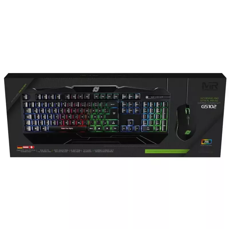 MediaRange MRGS102 spēļu tastatūra un pele USB QWERTZ melna RGB