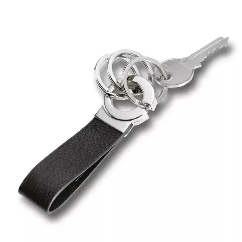 Atslēgu piekariņš TROIKA KR8-02/LE Melns Sudrabains Āda 31mm