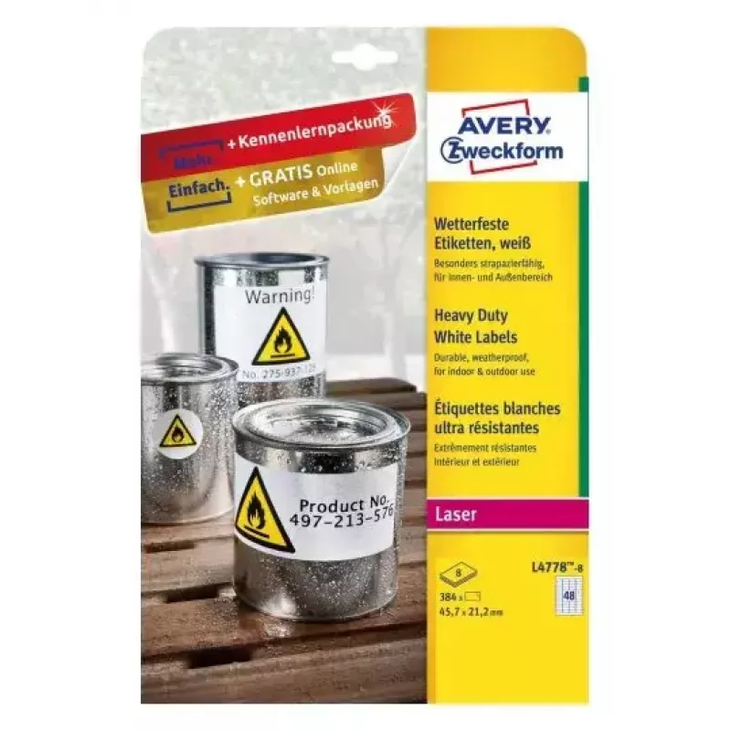 Pašlīmējošā printera etiķete AVERY L4778-8