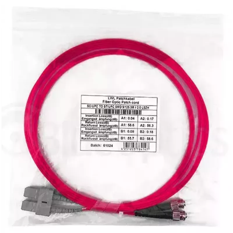 Optiskās šķiedras kabelis BlueOptics SFP3233FU0.5MK SC ST OM4 0,5 m fuksīna